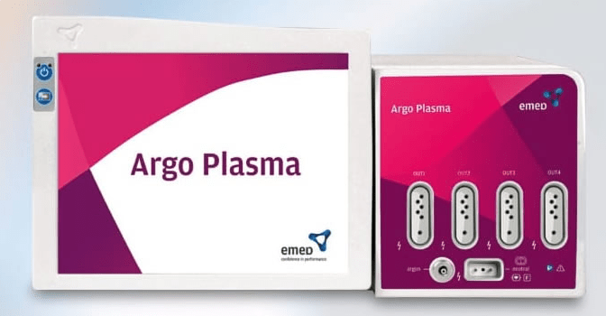 O Argoplasma promove a retração de pele com jatos de plasma de argônio.