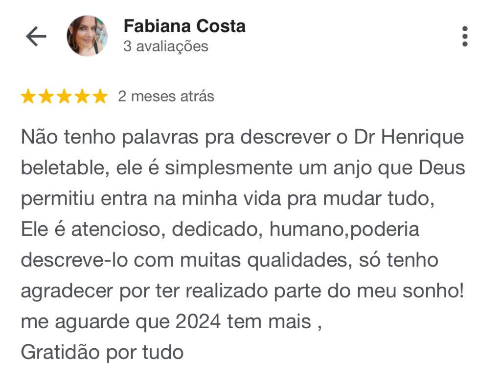 Depoimentos de pacientes reais do Dr Henrique Beletáble. (3)